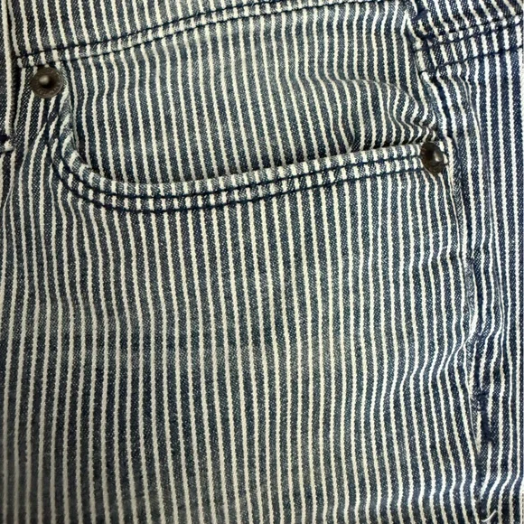 LOFT Vertical-Striped Blue Skinny Jeans - Picture 4 of 8